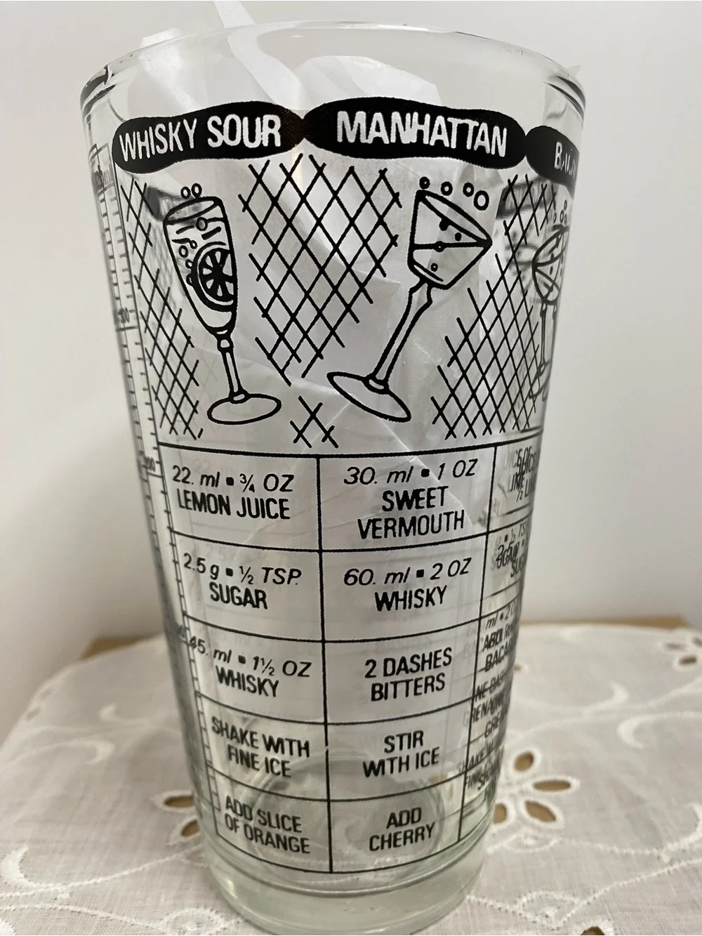 Vintage Glass Irvinware Cocktail Recipe Mixing MCM Barware 14 Oz USA